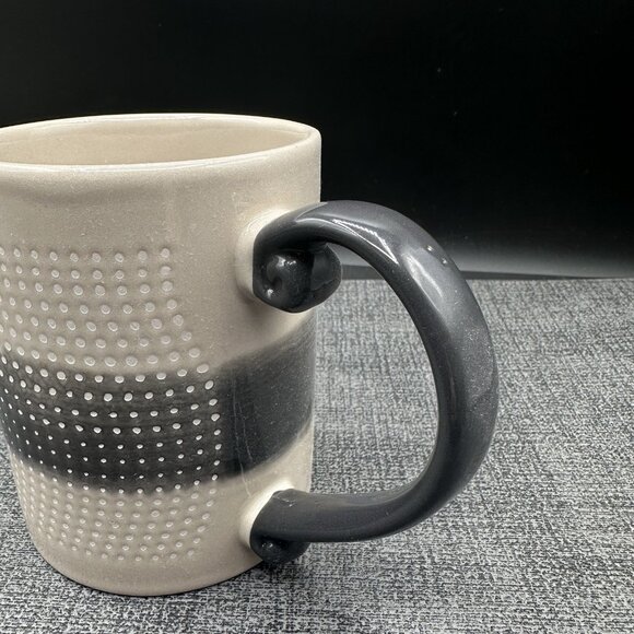 Modern Zen Gray Black Stoneware Mug Textured Dots Ombre - Picture 2 of 9